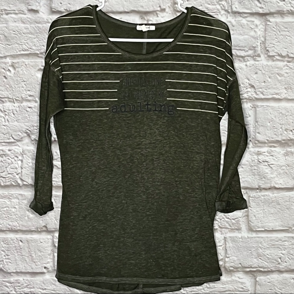 Maurice's Green 3/4 Sleeves Blouse‎ Top Womens size xs